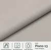 A close-up view of a light gray fabric, likely velvet, with icons and text indicating product features. Produktbild-Vorschau