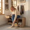 Schuhschränke Eiche farbe 80x30x52 cm, Schuhbank mit Produktbild-Vorschau 3