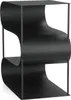 A black metal firewood rack with a double S-shape design. Produktbild-Vorschau
