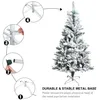An artificial Christmas tree with a snow effect, shown with assembly instructions and a metal base. Produktbild-Vorschau