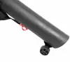A close-up view of a black leaf blower with a red accessory and a small wheel. Produktbild-Vorschau