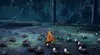 A character from an anime game is surrounded by many small spider-like creatures in a dark forest. Podgląd zdjęcia produktu