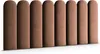 A row of brown upholstered wall panels with rounded tops. Anteprima dell’immagine prodotto