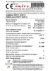 A product information label with technical specifications and certifications. Anteprima dell’immagine prodotto