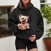 Kattenhoodie, oversized, uni, met kattenzakje, fleece, Productafbeelding-voorbeeld 3
