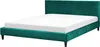 A green upholstered bed frame with a white mattress on a white background. Náhľad obrázku produktu