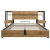 A bed frame with integrated nightstands and shelves. Produktbild-Vorschau