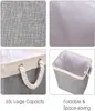 A collage of four images showing different aspects of a foldable laundry basket. Produktbild-Vorschau