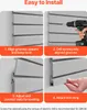 A four-panel image demonstrating the installation steps of slatwall panels. Náhled obrázku produktu