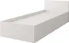A white bed frame with a headboard, shown from a side-angle on a white background. Náhled obrázku produktu