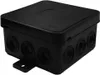 A black electrical junction box with multiple entry points. Náhľad obrázku produktu