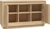 An open wooden sideboard with multiple shelves. Produktbild-Vorschau