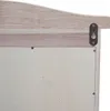 Close-up view of the back of a wooden mirror frame, showing a hanging bracket. Podgląd zdjęcia produktu