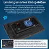 The back of a car radio with a cooling fan illustrated, and a UI showing fan controls. Text explains the fan's functionality. Voir les images du produit