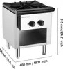 A commercial gas stove with two burners and an open cabinet below, shown from a 3/4 front angle. Náhled obrázku produktu