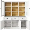 A white cabinet with open doors and drawers, showcasing multiple shelves with a wood-grain backing. Anteprima dell’immagine prodotto