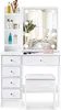 A white vanity table with a lighted mirror and a stool, set against a white background. Voir les images du produit