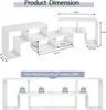 Product dimensions and weight capacity diagram for a white TV stand. Náhled obrázku produktu