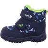 A single blue and green children's boot with a dinosaur pattern. Produktbild-Vorschau