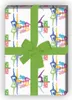 Yoga Streifen Geschenkpapier mit Yoga Figuren auf weiß - Produktbild-Vorschau 1