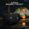 A diesel heater is shown in a campsite setting next to a tent. Náhled obrázku produktu