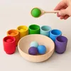 Montessori Holzspielzeug "Regenbogen: Bälle in Tassen" 3 cm Produktbild-Vorschau 10
