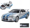 Nissan Skyline GTR R34 Sammlermodell Auto 1:24 Silberblau Produktbild-Vorschau 1