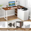 COSTWAY Biurko w kształcie litery L ze stacją ładującą, Podgląd zdjęcia produktu 5