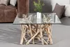 Design Teakholz Couchtisch DRIFTWOOD 80cm mit Glasplatte Produktbild-Vorschau 4