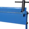 A close-up view of a blue metal bending machine. Náhled obrázku produktu