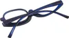 A pair of blue reading glasses is shown from a top-down perspective, with the arms extended. Produktbild-Vorschau