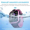 A pink and gray smartwatch submerged in water, with water splashes around it. Produktbild-Vorschau