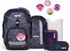 A collection of school supplies with a galaxy theme, including a backpack, pencil cases, and decorative pins. Náhľad obrázku produktu