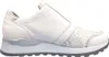 A side view of a white women's sneaker with a floral pattern on the toe box. Produktbild-Vorschau