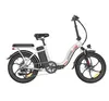 A white electric bicycle with black tires and seat, shown against a plain white background. Produktbild-Vorschau