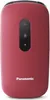 A red Panasonic flip phone is shown against a white background. Produktbild-Vorschau