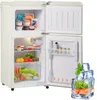 An open retro-style refrigerator with food items inside, and a decorative ice sculpture with sushi and lettuce in the foreground. Produktbild-Vorschau