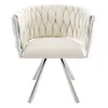 A cream-colored accent chair with a silver metal base, shown against a white background. Voir les images du produit