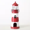 Laterne LEUCHTTURM rot weiß aus Metall Windlicht maritim Produktbild-Vorschau 2