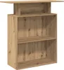 A product image of a wooden reception desk with shelves. Náhled obrázku produktu