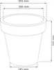 A line drawing of a plant pot with dimensions indicated. Náhľad obrázku produktu