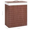 A brown bamboo laundry basket with a white lid and handles, shown against a white background with dimension labels. Náhľad obrázku produktu