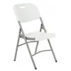 A white folding chair with gray metal legs is shown against a white background. Náhled obrázku produktu