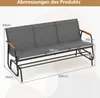 A diagram showing the dimensions of a garden bench. Produktbild-Vorschau