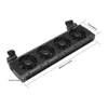A black aquarium fan cooler with dimensions indicated. Produktbild-Vorschau
