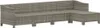 A sectional outdoor sofa made of grey poly rattan, shown from a side-angle against a white background. Produktbild-Vorschau