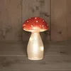 Weihnachts-Pilz aus Glas, weiß-rot gepunktet, LED Produktbild-Vorschau 2