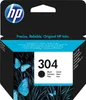The image shows the packaging of an HP 304 black ink cartridge, featuring a design with blue butterflies and grass. Produktbild-Vorschau