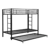A black metal bunk bed with a pull-out trundle bed, shown against a white background. Podgląd zdjęcia produktu