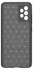 A black phone case with a geometric pattern and a camera cutout is shown against a white background. Produktbild-Vorschau